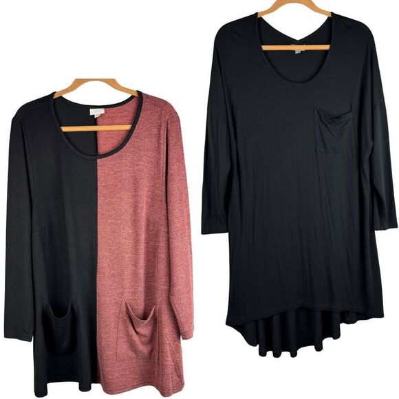 Zim &‎ Zoe Tunic Top Womens Size 18 Black & Spice Long Sleeves Pockets Bundle - Picture 1 of 8